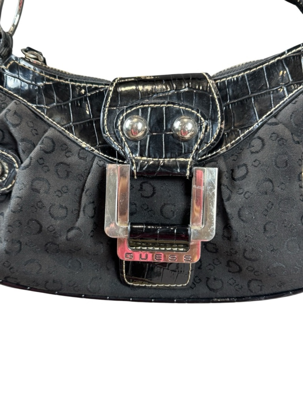 Guess Vintage Y2K Black Monogram Buckle Shoulder Bag - Picture 6 of 16